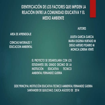 Medio ambiente vs comunidad