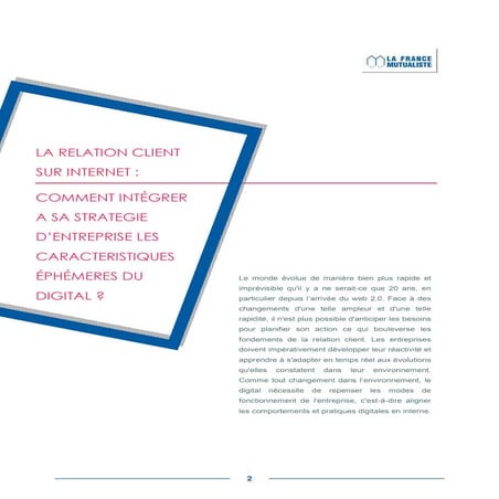 Mémoire professionnel : La stratégie digitale dans la relation client