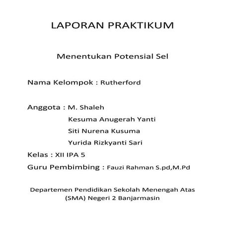 Laporan Menentukan potensial sel