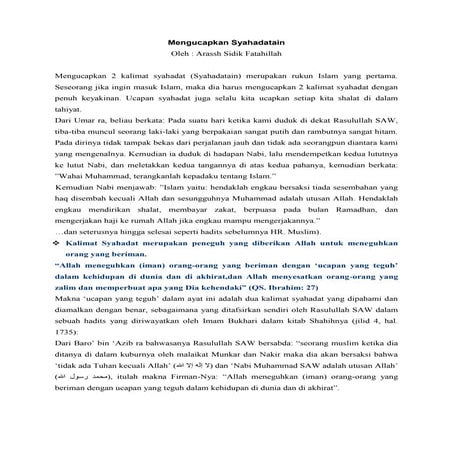 Mengucapkan 2 kalimat syahadat