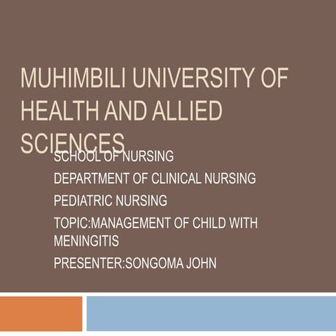 Meningitis presentation