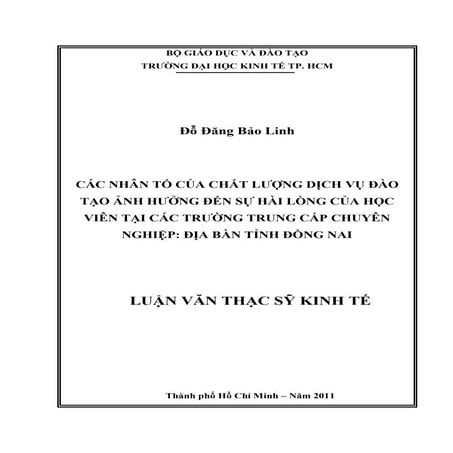 Luận văn: Các nhân tố của chất lượng dịch vụ đào tạo ảnh hưởng đến sự hài lòn...