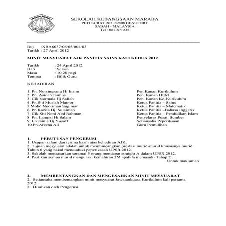 Mesyuarat Panitia Sains kali ke-2