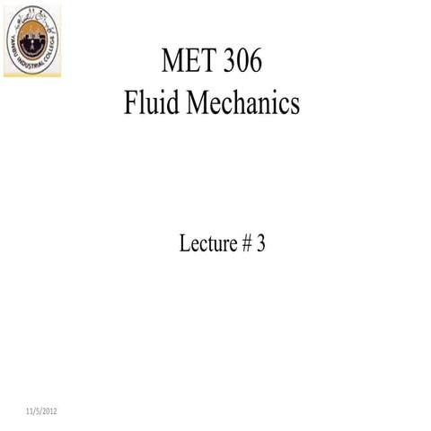 Fluid Mechanics L#3