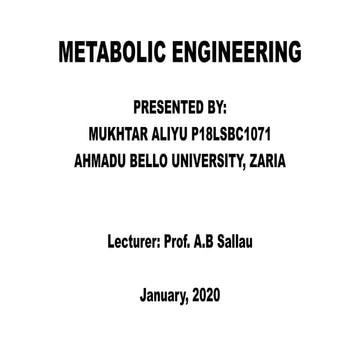 Metabolic Engineering