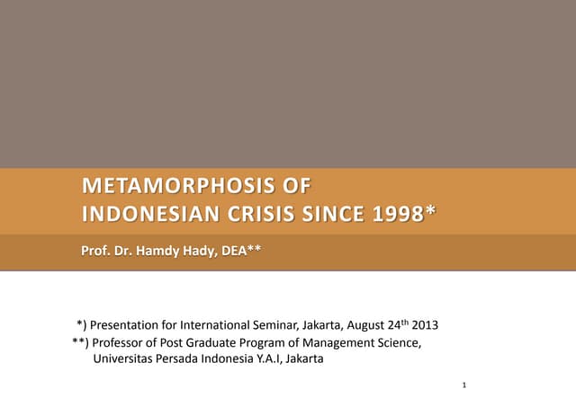 Metamorphosis of Indonesian Crisis Since 1978