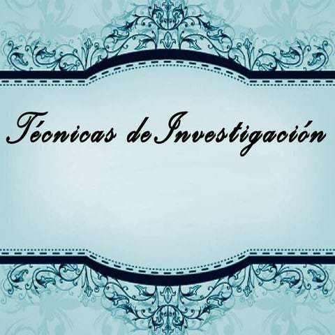 Tecnicas de investigacion (metodologia)