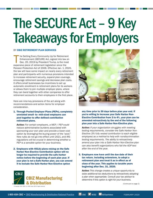 The SECURE Act - 9 Key Takeaways for Employers