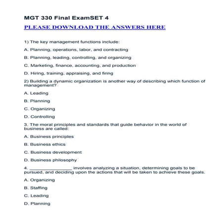 Mgt 330 final exam set 4