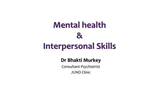 Mental Health and Interpersonal Skills