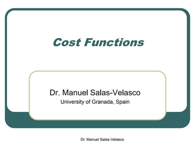 Microeconomics: Cost Functions