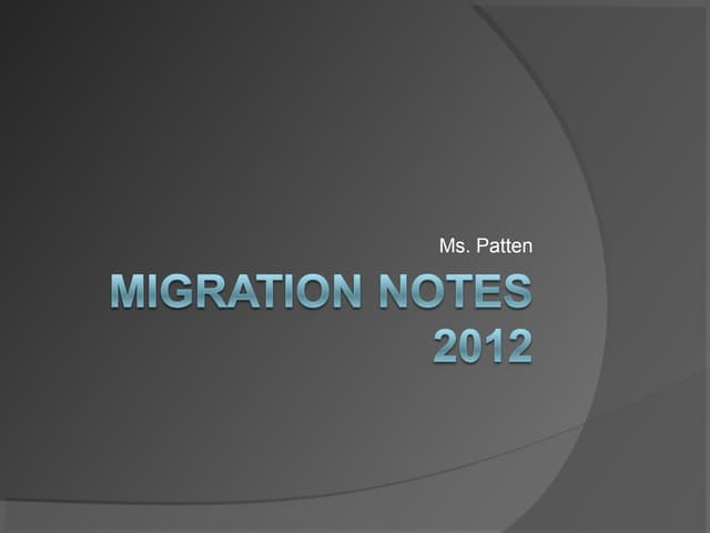 Migration Notes 2012