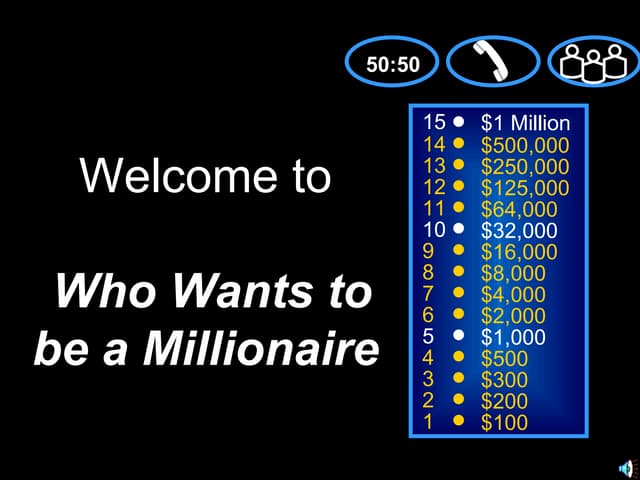 Who wants to be a Millionaire