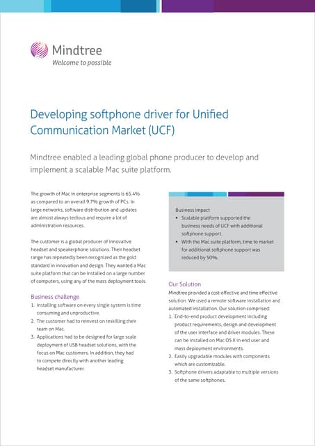 Developing softphone driver for Unified Communication Market (UCF)