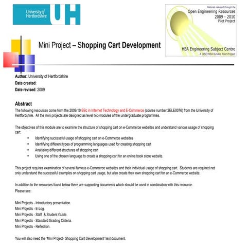 Mini Project- Shopping Cart Development
