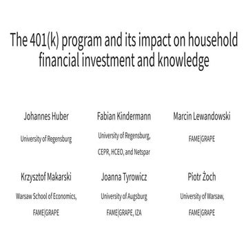 The 401k program and its impact on household financial investment and knowledge