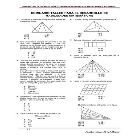 RAZONAMIENTO MATEMATICO PARA DOCENTES