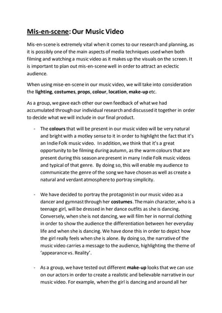 Mise en-scene overall group work