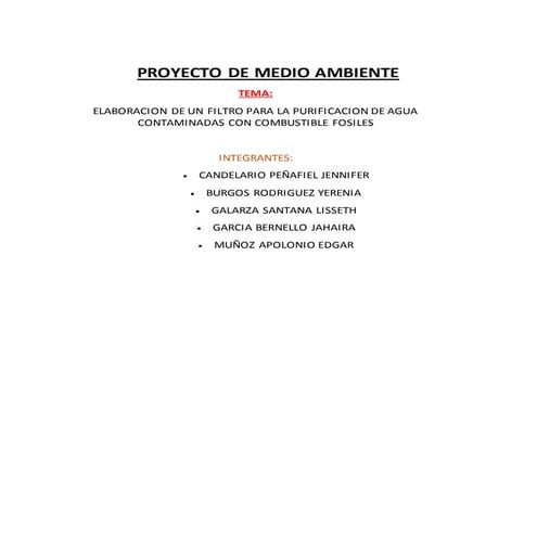 PROYECTO: PURIFICADOR DE AGUA