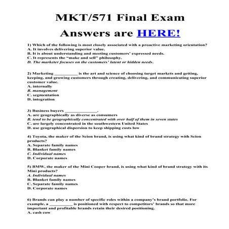 Mkt 571 final exam