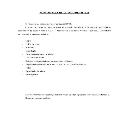 Modelo de relatório de visita