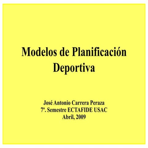 Modelos De Planificacion Deportiva