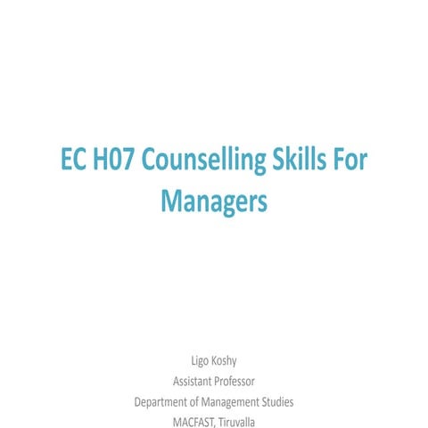 Counselling Skills for Managers