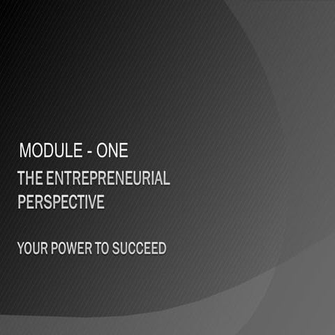 Module  1 the entrepreneurial perspective
