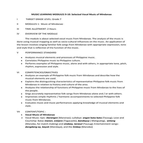 Module  9 mindanao vocal music