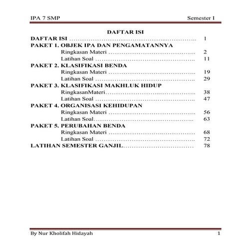 Modul ipa 7 smp semester 1