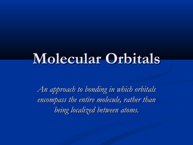 Molecular orbital theory lecture