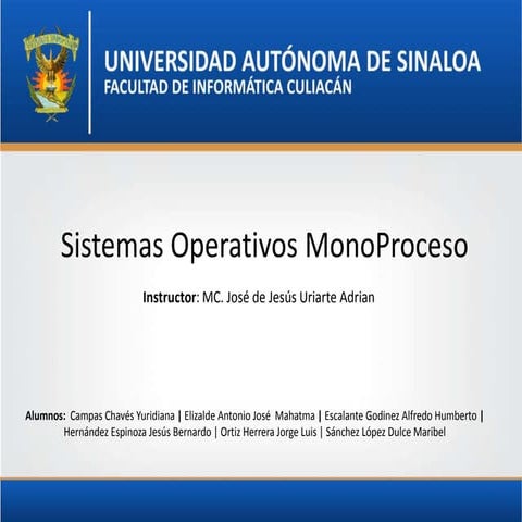 Sistemas Operativos Mono Proceso