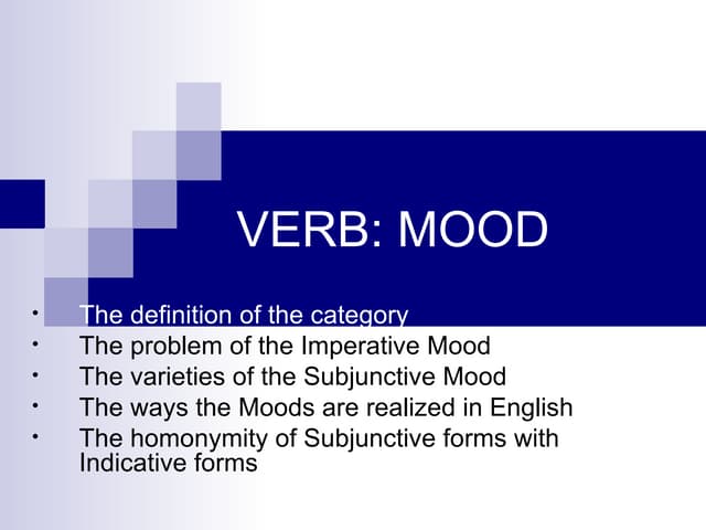 Mood, Non-Finite Verb Forms