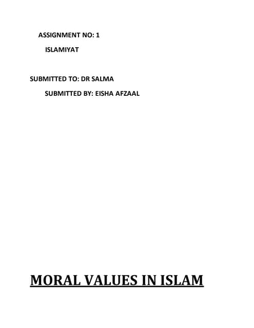 Moral values in islam