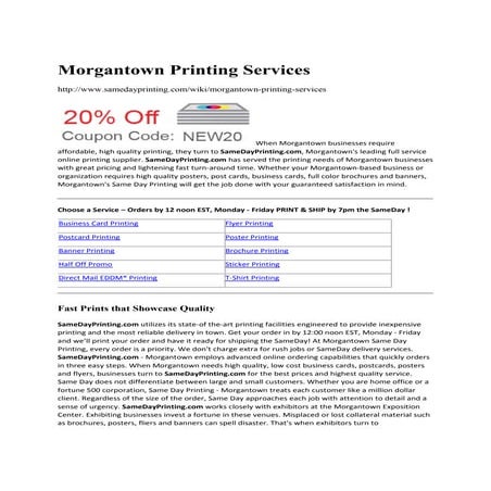 Morgantown printing services