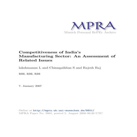 Competitiveness of India's Manufacturing Sector