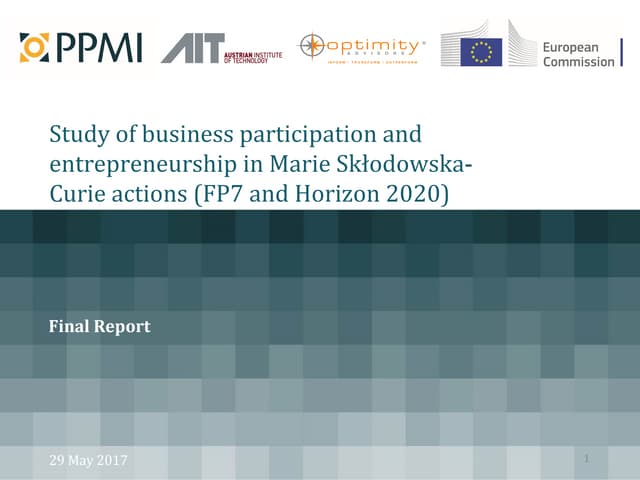 Study of business participation and entrepreneurship in Marie Skłodowska-Curi...