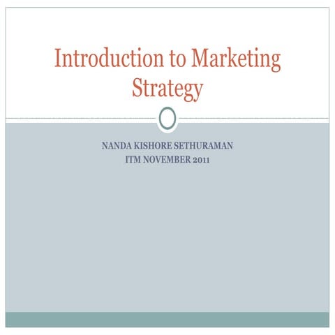 Marketing Strategy - Introduction