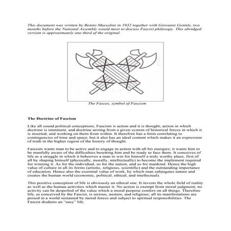 Mussolini, the Doctrine of Fascism, Abridged