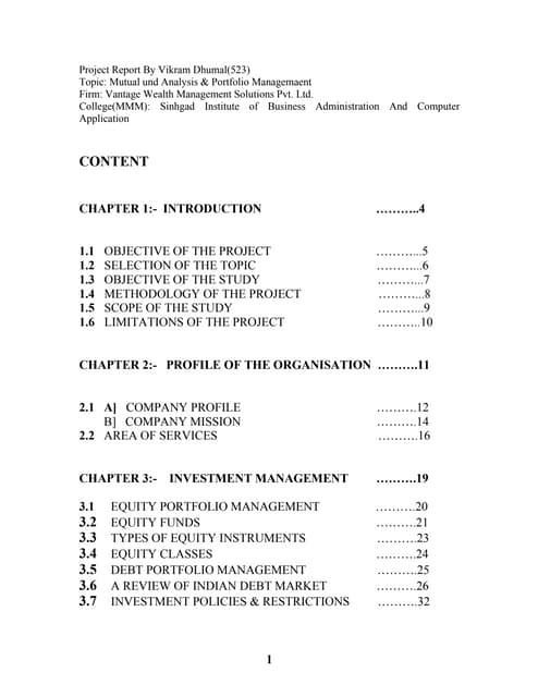 Mutual und analysis & portfolio managemaent
