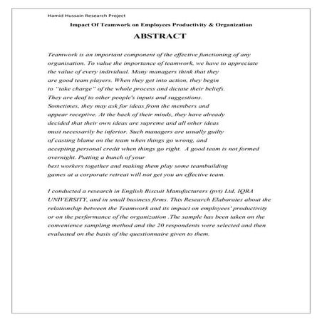 My wrr TEAMWORK project report