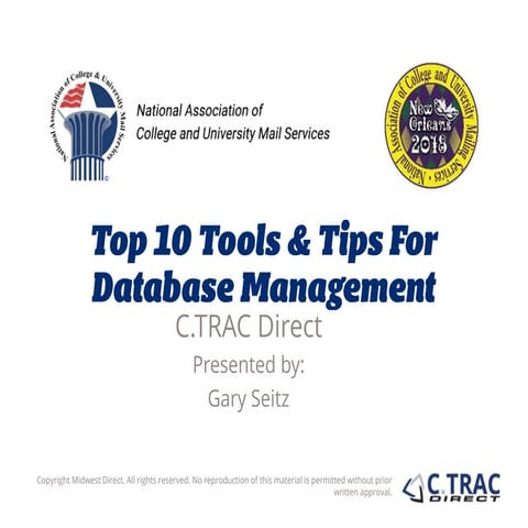 Top 10 Tools and Tips For Database Management