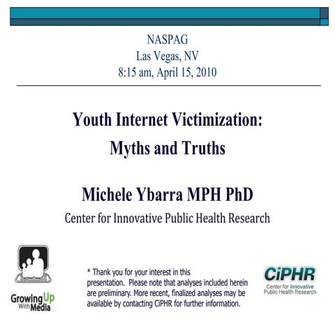 Youth Internet victimization: Myths and truths