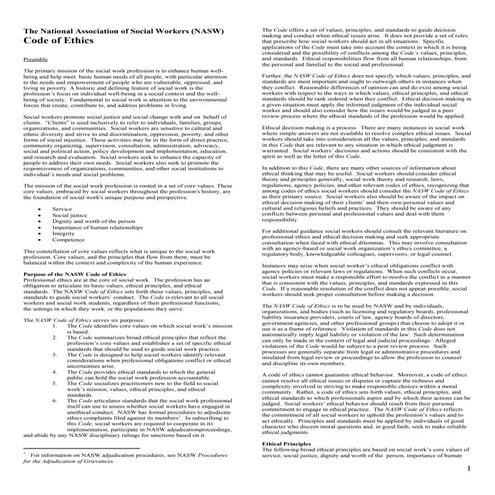 Nasw Code Of Ethics