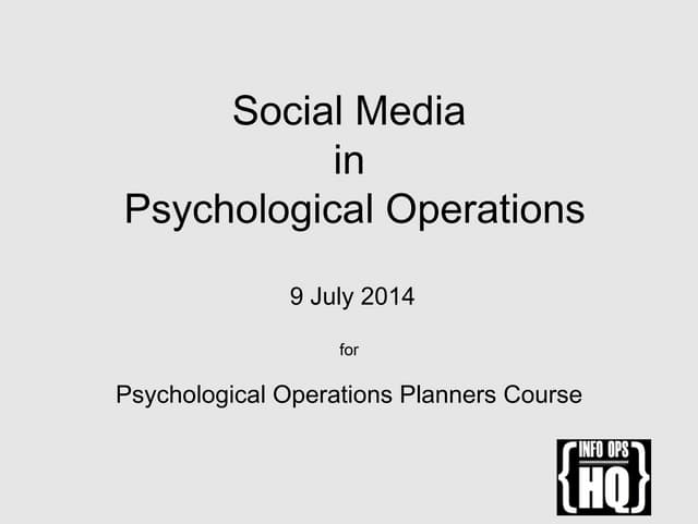 Nato School PSYOPS Planner Course July 2014
