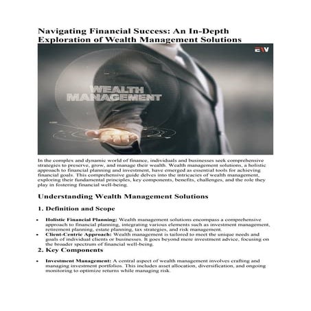 Wealth Management Solutions: An In-Depth Exploration | Enterprise Wired