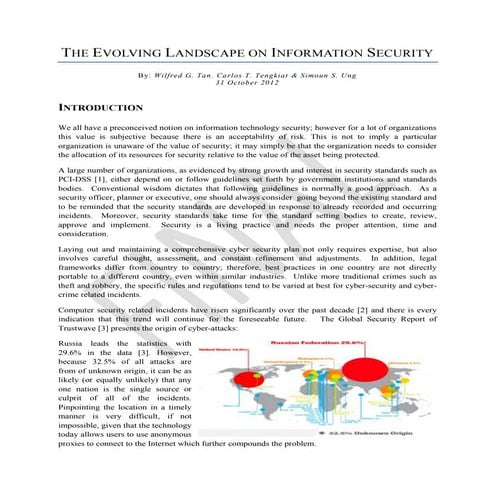 The Evolving Landscape on Information Security