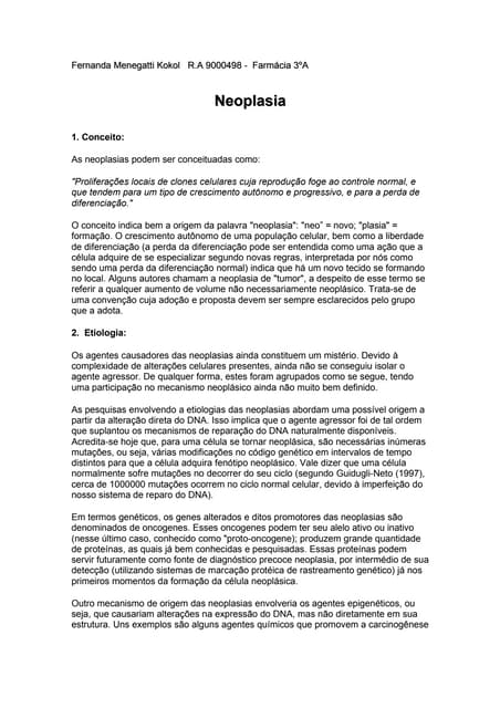 Neoplasia trabalho pronto