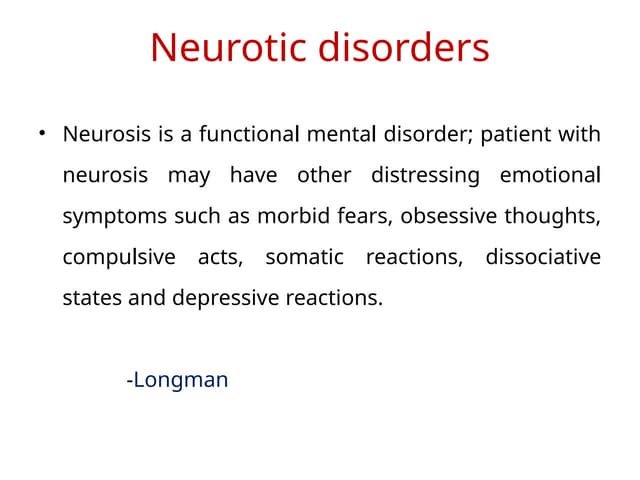 neurotic disorders. Psychiatric nursing mhn
