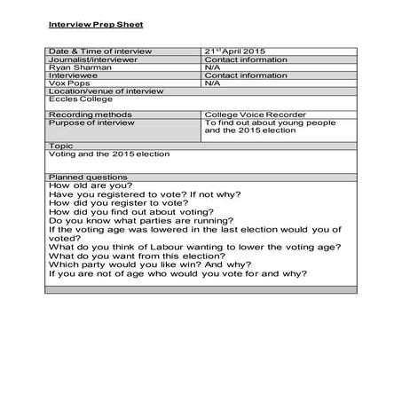 News Story 2 Interview Prep Sheet